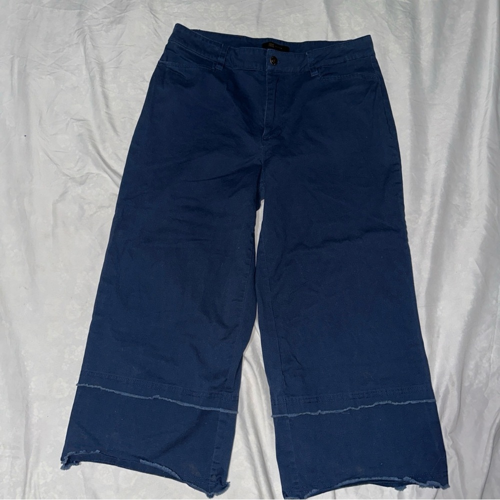 Wide-Leg Blue Pants